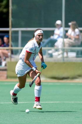 Johanna Mühl (TSVMH, 8), am Ball, Freisteller, Ganzkörper, Einzelbild, Einzelfoto, Aktion, Action, 07.06.2026, Mannheim (Deutschland), Hockey, 2. Bundesliga, Gruppe Süd, Damen, TSV Mannheim - Nürnberger HTC