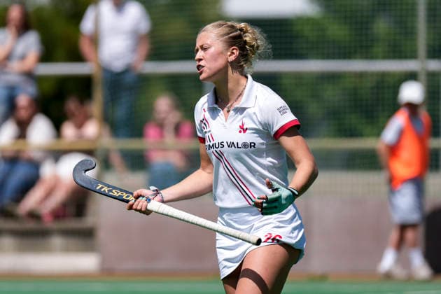 Lotte Nafzger (TSVMH, 26), Einzelbild, Einzelfoto, Aktion, Action, enttäuscht schauend, Enttäuschung, Frustration, disappointed, pessimistisch, 07.06.2026, Mannheim (Deutschland), Hockey, 2. Bundesliga, Gruppe Süd, Damen, TSV Mannheim - Nürnberger HTC