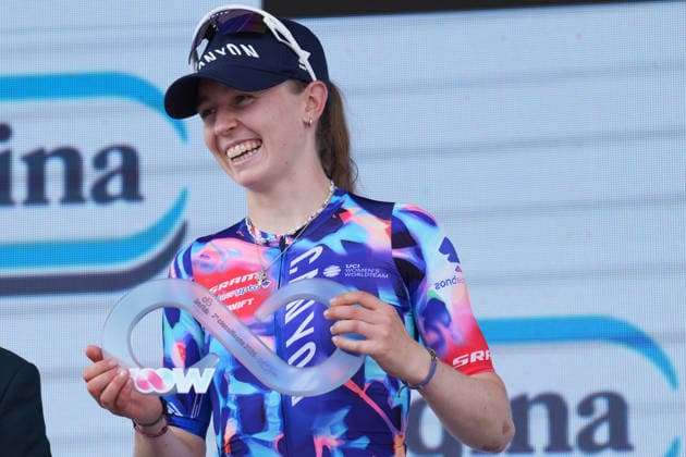 Germany™s Antonia Niedermaier of Canyon SRAM Zondacrypto™s on the podium stage 9 of the Giro d™Italia Women, from Saluzzo to Saluzzo, Italy, Sunday, June 7, 2026.  Copyright: xDavidexSpada Lapressex