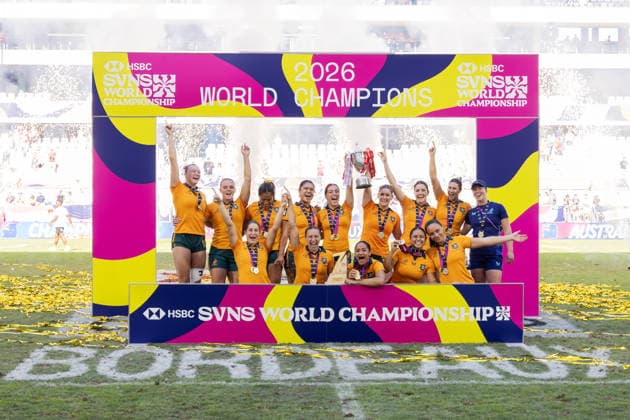 Bordeaux Sevens, SVNS Rugby World Championship, WM, Weltmeisterschaft Die Weltmeisterinnen im Siebener-Rugby: Australien. Siegerehrung. Drittes Turnier der SVNS World Championship, Siebener-Rugby WM vom 5. bis 7. Juni 2026 in Bordeaux (Frankreich). Finaltag, 7. Juni 2026., Bordeaux Region Nouvelle-Aquitaine Frankreich Stade Atlantique