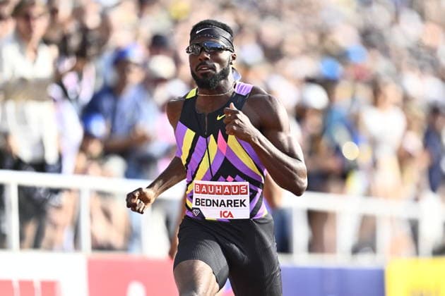STOCKHOLM, SWEDEN 20260607 Kenneth Bednarek, USA, wins the men s 200m during the IAAF Diamond League athletics meeting at Stockholm Olympic Stadium in Stockholm, Sweden, on June 7, 2026. STOCKHOLM SWEDEN x10430x