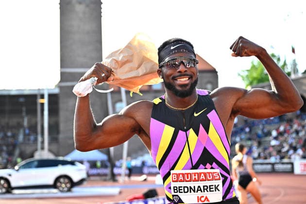 STOCKHOLM, SWEDEN 20260607 Kenneth Bednarek, USA, wins the men s 200m during the IAAF Diamond League athletics meeting at Stockholm Olympic Stadium in Stockholm, Sweden, on June 7, 2026. STOCKHOLM SWEDEN x10430x