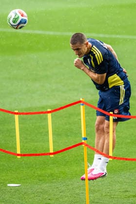 260607 Gustaf Lagerbielke of the Swedish national football team at a training session during day -4 of the FIFA World Cup, WM, Weltmeisterschaft, Fussball 2026 on June 7, 2026 in Dallas. Photo: Petter Arvidson BILDBYRAN kod PA PA1221 fotboll football soccer fotball vm fotbolls-vm fotball-vm fotbolls-vm 2026 fifa world cup 2026 träning practice training sverige sweden sverige a day -4 bbeng