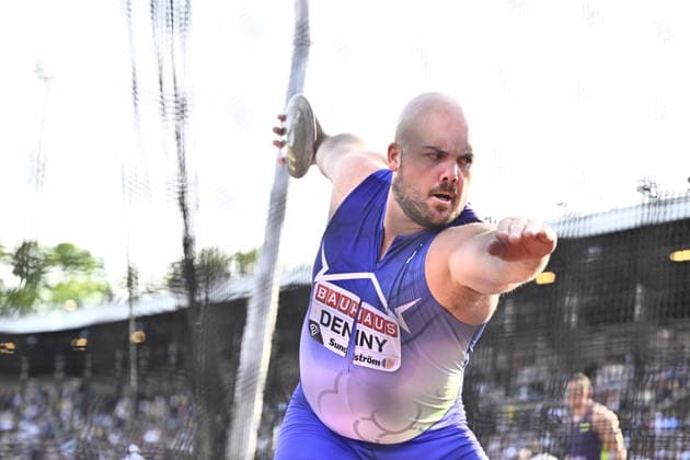 STOCKHOLM, SWEDEN 20260607 Matthew Denny, Australia, in the men s discus throw during the IAAF Diamond League athletics meeting at Stockholm Olympic Stadium in Stockholm, Sweden, on June 7, 2026. STOCKHOLM SWEDEN x10430x
