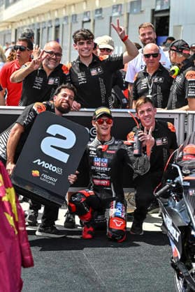 MOTO - MOTO 3 - HUNGARY GRAND PRIX 2026 ALMANSA David (spa), Liqui Moly Dynavolt Intact GP, KTM RC250GP, portrait celebrates his second place during the 2026 Moto3 Grand Prix of Hungary , on Balaton Park circuit, from June 5 to 7, in Hungary - Balaton ParkHungary  Copyright: xGIGIxSOLDANOx
