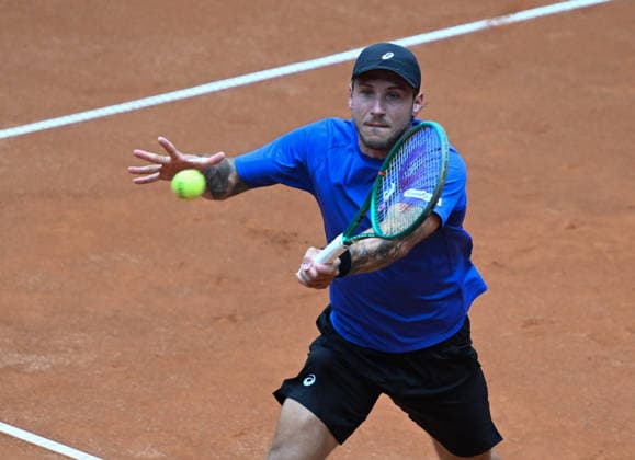 Alex Molcan (SVK) playes against Sebastian Baez (ARG) in the men s singles final during the men s tennis challenger UniCredit Czech Open, Prostejov, June 7, 2026. (CTKxPhoto LudekxPerina) CTKPhotoP2026060702585  CTKPhotoP2026060702585