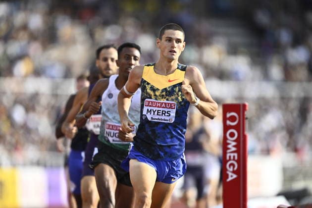 STOCKHOLM, SWEDEN 20260607 Cameron Myers, Australia, placed second in the men s 1500 meters during the IAAF Diamond League athletics meeting at Stockholm Olympic Stadium in Stockholm, Sweden, on June 7, 2026. STOCKHOLM SWEDEN x10430x