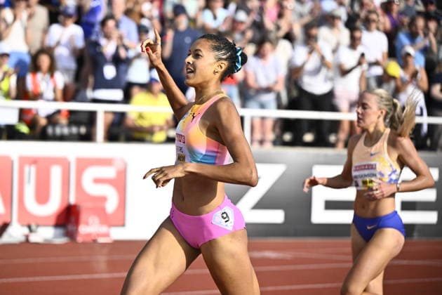 STOCKHOLM, SWEDEN 20260607 Audrey Werro, Switzerland, wins the women s 800m during the IAAF Diamond League athletics meeting at Stockholm Olympic Stadium in Stockholm, Sweden, on June 7, 2026. STOCKHOLM SWEDEN x10430x