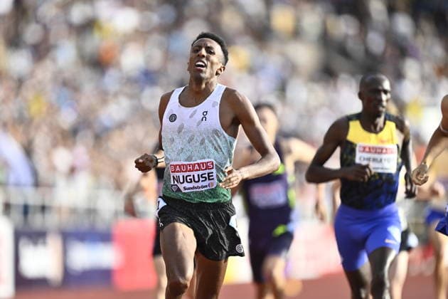 STOCKHOLM, SWEDEN 20260607 Yared Nuguse, USA, wins the men s 1500m during the IAAF Diamond League athletics meeting at Stockholm Olympic Stadium in Stockholm, Sweden, on June 7, 2026. STOCKHOLM SWEDEN x10430x