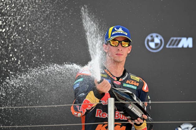 MOTO - MOTO GP - HUNGARY GRAND PRIX 2026 ACOSTA Pedro (spa), Red Bull KTM Factory Racing, KTM RC16, portrait celebrates his second place during the 2026 MotoGP Grand Prix of Hungary , on Balaton Park circuit, from June 5 to 7, in Hungary - Balaton ParkHungary  Copyright: xGIGIxSOLDANOx