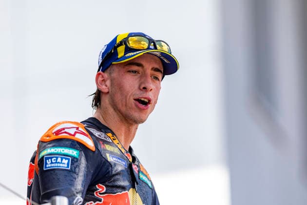 MotoGP of Hungary - Race Number 37 Red Bull KTM Factory Racing rider Pedro Acosta celebrates coming second in the race at the 2026 Grand Prix of Hungary. Balatonfokajar Balatonfokajar Hungary  Copyright: xStephenxBlackberryx originalFilename:blackberry-2026gran260607_npceq.jpg