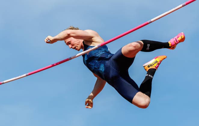 260607 Menno Vloon of Netherlands competes in the men s pole vault during Bauhaus-galan, part of the Diamond League series, June 7, 2026 in Stockholm. Photo: Maxim Thore BILDBYRAN kod MT MT1057 friidrott athletics friidrett diamond league bauhaus-galan bbeng stockholm pole vault stavhopp