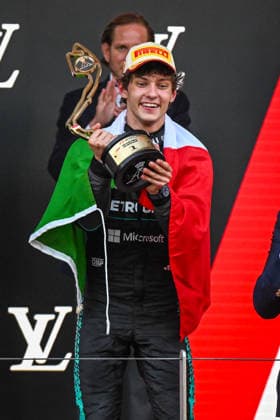June 7, 2026, Francolino, Ferrara, Italy: Kimi Antonelli (ITA), Mercedes-AMG Petronas F1 Team 12, at the Formula 1 Louis Vuitton Grand Prix de Monaco 2026, at the Circuit de Monaco, on the podium after the race. Francolino Italy - ZUMAf187 20260607_zsp_f187_017 Copyright: xNicoloxFarinax