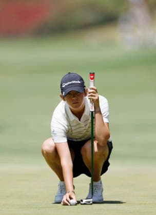 Amateur golfer Asterisk Talley lines up a putt on the 1st green during the final round of the 81st Women s U.S. Open golf championship at the Riviera Country Club in Pacific Palisades, California, on Sunday, June 7, 2026.  GLP20260607916 CAROLINExBREHMAN