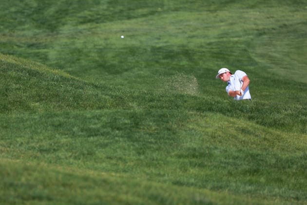 Memorial Tournament presented by Workday DUBLIN, OH - JUNE 07: J.T. Poston of Hickory, North Carolina hits from the bunker to the 18th green during the conlusion of the third round after it was suspended due to inclement weather of the Memorial Tournament presented by Workday at Muirfield Village Golf Club on June 7, 2026 in Dublin, Ohio. Dublin Ohio United States  Copyright: xAmyxLemusx originalFilename:lemus-memorial260607_npu5Y.jpg