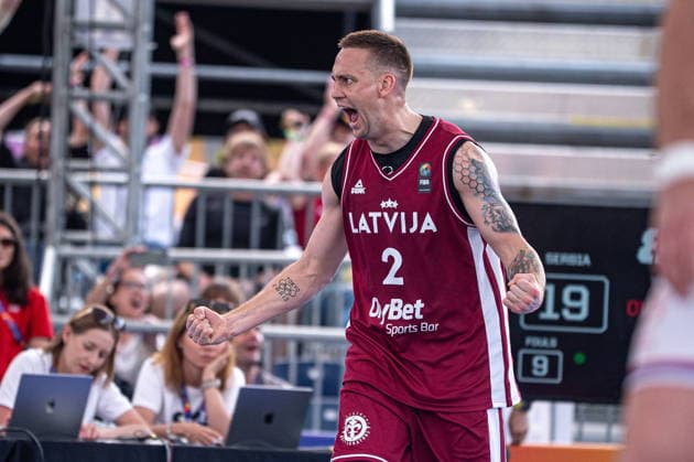 Warszawa 07.06.2026. 3x3 Basketball World Cup Day 7 in Warsaw, Poland. Serbia - Latvia match --- Mistrzostwa Swiata w koszykowce 3x3 Dzien 7 w Warszawie. Mecz Serbia - Lotwa Persons Shown : Karlis Lasmanis Fot. Kai Taller Arena Akcji NEWSPIX.PL --- newspix.pl 