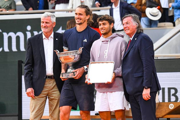 TENNIS : Finale Simple Messieurs - Roland Garros 2026 - Paris - 07 06 2026 Alexander Zverev (GER) Flavio Cobolli (ITA) Gilles Moretton Adriano Panatta ParisFrance  Copyright: xBaptistexAutissierx