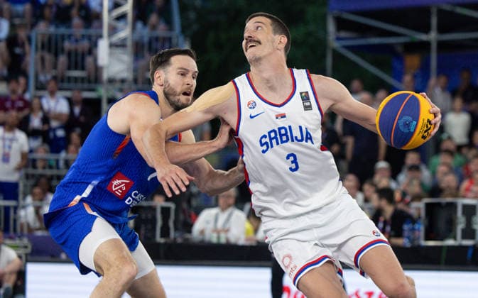 FIBA 3x3 World Cup Hugo Suhard, Strahinja Stojacic during FIBA 3x3 World Cup 3rd place match Serbia vs France in Warsaw, Poland, on June 7, 2026 Warsaw Poland  Copyright: xFotoxOlimpikx originalFilename:jastrzebowski-fiba3x3w260607_npPkX.jpg