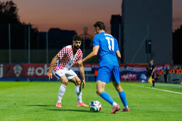 Pre-World cup International Friendly, Länderspiel, Nationalmannschaft 2026 match between Croatia and Slovenia Josko Gvardiol (Croatia 4) and Tjas Begic (Slovenia 11) seen during Pre-World cup international friendly 2026 football match between Croatia and Slovenia, Stadium Varteks, Varazdin, Croatia 07.06.2026 Copyright: xBEAUTIFULxSPORTS Bosnjakovicx