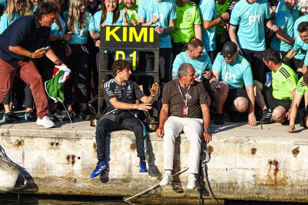 MOTORS - Formula 1 - Grand Prix de Monaco 2026 Photo by IPA ABACAPRESS.COM85449259 - Mercedes Team Celebration Shot at the harbor after Antonelli Winning the race of Formula 1 Grand Prix de Monaco 2026 at Circuit de Monaco in Monte Carlo, Monaco. Round 8 of the 2026 FIA Formula One World Championship, WM, Weltmeisterschaft held June 5-7, 2026. The iconic Circuit de Monaco, the jewel of the Formula 1 calendar, winds through the narrow streets of Monte Carlo in the PrincPhoto by IPA ABACAPRESS.COMlity of Monaco. Monaco  Copyright: xIPAxSport ABACAx