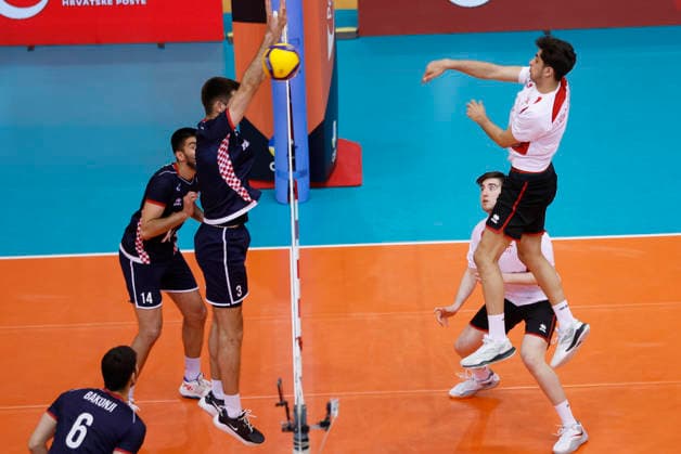 Croatia v Georgia: CEV Volleyball European League 2026 Men Manuchar Dekanadze of Georgia strikes during the CEV Volleyball European League 2026 Men 3rd round match between Croatia and Georgia at Sports Hall Gradski vrt on June 07, 2026., in Osijek, Croatia.  DavorxJavorovic PIXSELL