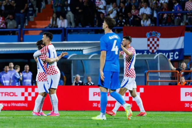 Pre-World cup International Friendly, Länderspiel, Nationalmannschaft 2026 match between Croatia and Slovenia Luka Modric (Croatia 10) and Ivan Perisic (Croatia 14) celebrates after Luka Modric (Croatia 10) scoring a goal during Pre-World cup international friendly 2026 football match between Croatia and Slovenia, Stadium Varteks, Varazdin, Croatia 07.06.2026 Copyright: xBEAUTIFULxSPORTS Bosnjakovicx