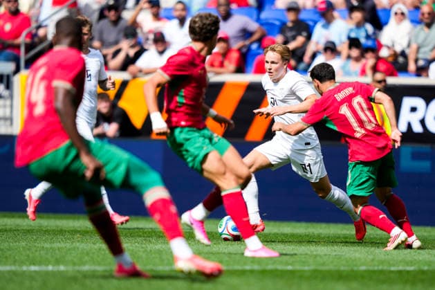 World Cup 2026 Harrison, New Jersey, USA 20260607 Norway s Andreas Schjelderup during the private international football match between Norway and Morocco at Sports Illustrated Stadium Photo Fredrik Varfjell NTB Harrison, New Jersey United States EDITORIAL USE ONLY RESTRICTED USE FOR BETTING COMPANIES  Copyright: xFredrikxVarfjellx xNTBx