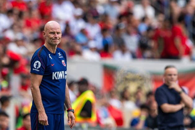 260607 Head coach Stale Solbakken of Norway during the International Friendly, Länderspiel, Nationalmannschaft football match between Morocco and Norway ahead of the FIFA World Cup, WM, Weltmeisterschaft, Fussball 2026 on June 7, 2026 in New Jersey. Photo: Vegard Grott BILDBYRAN kod VG VG0943 bbeng fotboll football soccer fotball fifa world cup vm fotball-vm precamp pre-camp träningslandskamp privatlandskamp landskamp international friendly norge norway marocko morocco marokko