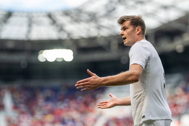 260607 Alexander Sorloth of Norway during the International Friendly, Länderspiel, Nationalmannschaft football match between Morocco and Norway ahead of the FIFA World Cup, WM, Weltmeisterschaft, Fussball 2026 on June 7, 2026 in New Jersey. Photo: Vegard Grott BILDBYRAN kod VG VG0943 bbeng fotboll football soccer fotball fifa world cup vm fotball-vm precamp pre-camp träningslandskamp privatlandskamp landskamp international friendly norge norway marocko morocco marokko