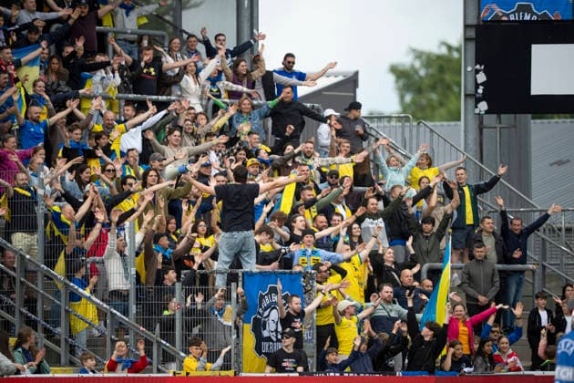 national team, Nationalteam test match: Denmark - Ukraine Ukraine s fans in the stands during the football national match between Denmark and Ukraine at Odense Stadium on Sunday, June 7, 2026. (Photo: Bo Amstrup Ritzau Scanpix) , Odense Denmark Mors
