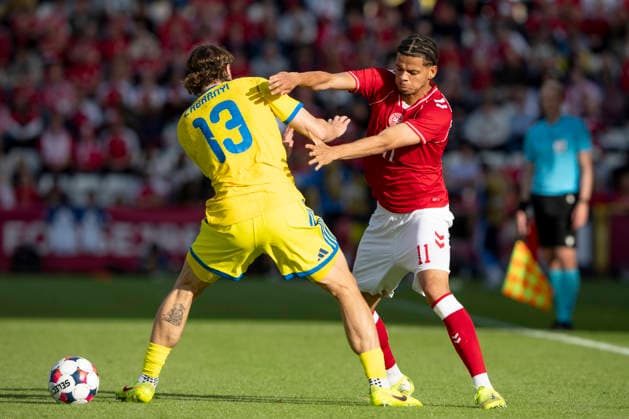 national team, Nationalteam Test Match: Denmark - Ukraine Denmark s William Osula in action with Ukraine s Illia Zabarnyi during the international football match between Denmark and Ukraine at Odense Stadium on Sunday, June 7, 2026. (Photo: Bo Amstrup Ritzau Scanpix) , Odense Denmark Mors