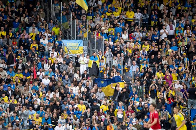 national team, Nationalteam test match: Denmark - Ukraine Ukraine s fans in the stands during the national football match between Denmark and Ukraine at Odense Stadium on Sunday, June 7, 2026. (Photo: Bo Amstrup Ritzau Scanpix) , Odense Denmark Mors