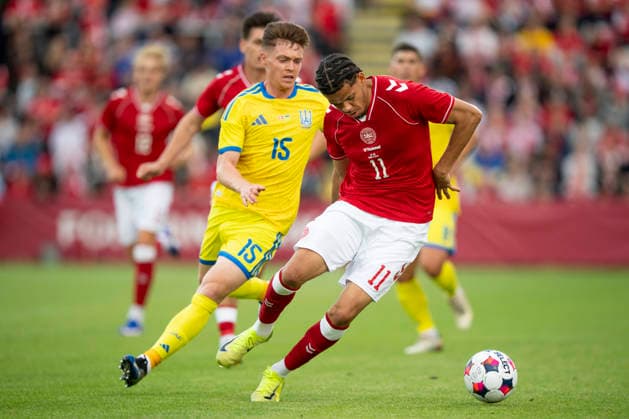 national team, Nationalteam test match: Denmark - Ukraine Denmark s William Osula in action with Ukraine s Viktor Tsygankov during the international football match between Denmark and Ukraine at Odense Stadium on Sunday, June 7, 2026. (Photo: Bo Amstrup Ritzau Scanpix) , Odense Denmark Mors