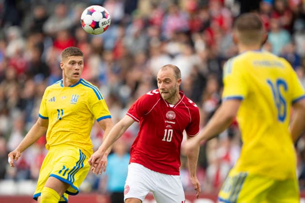 national team, Nationalteam test match: Denmark - Ukraine Denmark s Christian Eriksen in action with Ukraine s Artem Dovbyk during the football international match, Länderspiel, Nationalmannschaft between Denmark and Ukraine at Odense Stadium on Sunday, June 7, 2026. (Photo: Bo Amstrup Ritzau Scanpix) , Odense Denmark Mors