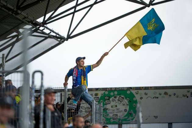 national team, Nationalteam test match: Denmark - Ukraine Ukraine s fans in the stands during the football international match, Länderspiel, Nationalmannschaft between Denmark and Ukraine at Odense Stadium on Sunday, June 7, 2026. (Photo: Bo Amstrup Ritzau Scanpix) , Odense Denmark Mors