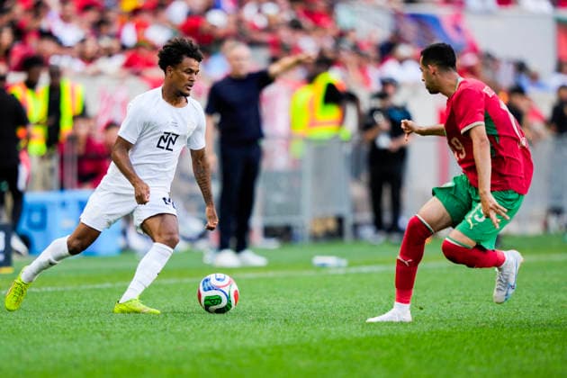 Football World Cup 2026 Harrison, New Jersey, USA 20260607 Norways Oscar Bobb duels with Moroccos Zakaria El Ouadi during the international football match between Norway and Morocco at Sports Illustrated Stadium Photo Fredrik Varfjell NTB Harrison, New Jersey USA EDITORIAL USE ONLY RESTRICTED USE FOR BETTING COMPANIES  Copyright: xFredrikxVarfjellx xNTBx