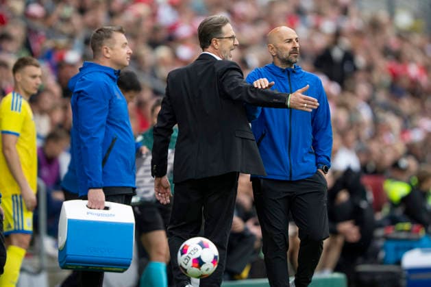 national team, Nationalteam Test Match: Denmark - Ukraine Ukraine s Coach Andrea Maldera reacts during the international football match between Denmark and Ukraine at Odense Stadium on Sunday, June 7, 2026. (Photo: Bo Amstrup Ritzau Scanpix) , Odense Denmark Mors