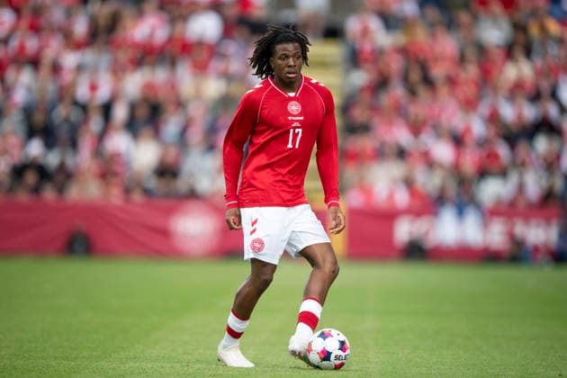 national team, Nationalteam test match: Denmark - Ukraine Denmark s Patrick Dorgu in action during the football international match, Länderspiel, Nationalmannschaft between Denmark and Ukraine at Odense Stadium on Sunday, June 7, 2026. (Photo: Bo Amstrup Ritzau Scanpix) , Odense Denmark Mors