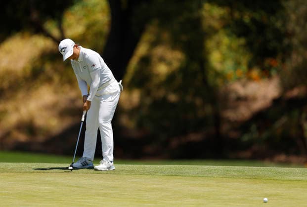 Ruoning Yin of the Peoples Republic of China putts on the 7th green during the final round of the 81st Women s U.S. Open golf championship at the Riviera Country Club in Pacific Palisades, California, on Sunday, June 7, 2026.  GLP20260607966 CAROLINExBREHMAN