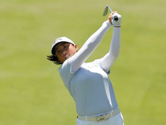 Ruoning Yin of the Peoples Republic of China hits an approach shot on the 7th fairway during the final round of the 81st Women s U.S. Open golf championship at the Riviera Country Club in Pacific Palisades, California, on Sunday, June 7, 2026.  GLP20260607964 CAROLINExBREHMAN