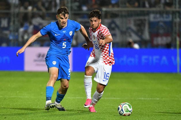 Croatia v Slovenia - International Friendly, Länderspiel, Nationalmannschaft Srdjan Kuzmic of Slovenia and Martin Baturina of Croatia competes for the ball during the international friendly match between Croatia and Slovenia at Stadium Varteks on June 7, 2026 in Varazdin, Croatia.  VjeranxZganecxRogulja PIXSELL