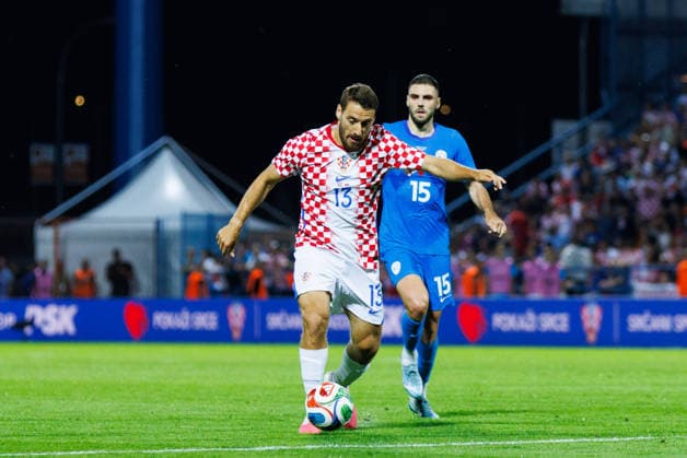 Pre-World cup International Friendly, Länderspiel, Nationalmannschaft 2026 match between Croatia and Slovenia Nikola Vlasic (Croatia 13) and Danijel Sturm (Slovenia 15) seen in action during Pre-World cup international friendly 2026 football match between Croatia and Slovenia, Stadium Varteks, Varazdin, Croatia 07.06.2026 Copyright: xBEAUTIFULxSPORTS Bosnjakovicx