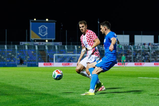Pre-World cup International Friendly, Länderspiel, Nationalmannschaft 2026 match between Croatia and Slovenia Josip Stanisic (Croatia 2) seen in action during Pre-World cup international friendly 2026 football match between Croatia and Slovenia, Stadium Varteks, Varazdin, Croatia 07.06.2026 Copyright: xBEAUTIFULxSPORTS Bosnjakovicx