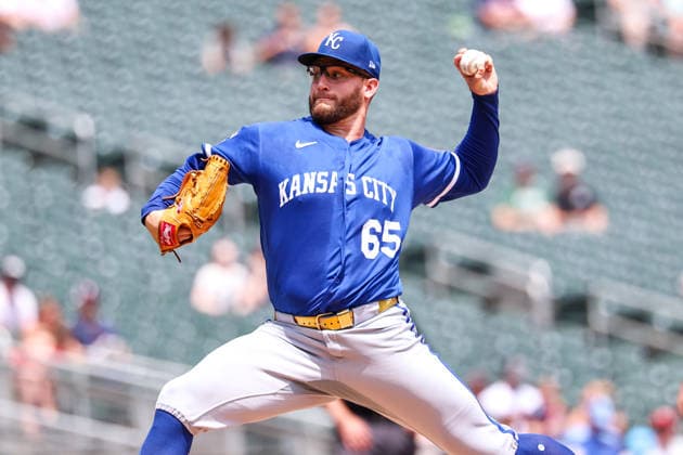 June 7, 2026, Minneapolis, Minnesota, USA: Kansas City Royals starting pitcher NOAH CAMERON (65) pitches against the Minnesota Twins in the first inning during a MLB, Baseball Herren, USA Baseball game between the Kansas City Royals and the Minnesota Twins at Target Field in Minneapolis, Minnesota on June 7th, 2026. The Royals defeated the Twins 6-5. ZUMA Press Wire. Minneapolis USA - ZUMAg254 20260607_zsp_g254_030 Copyright: xStevenxGarciax