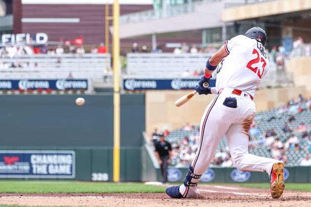June 7, 2026, Minneapolis, Minnesota, USA: Minnesota Twins first baseman ROYCE LEWIS (23) hits a single in the fourth inning during a MLB, Baseball Herren, USA Baseball game between the Kansas City Royals and the Minnesota Twins at Target Field in Minneapolis, Minnesota on June 7th, 2026. The Royals defeated the Twins 6-5. ZUMA Press Wire. Minneapolis USA - ZUMAg254 20260607_zsp_g254_070 Copyright: xStevenxGarciax