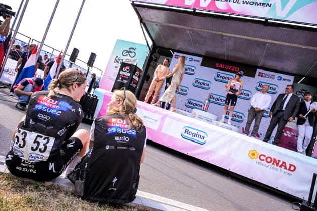 37th Giro d Italia Women 2026 - Stage 9 A general view of the awards area after stage 9 of the 2026 Giro d Italia Femminile in Saluzzo, Italy, on June 7, 2026. Saluzzo Italy  Copyright: xAndreaxxAmatox originalFilename:amato-notitle260607_npbun.jpg