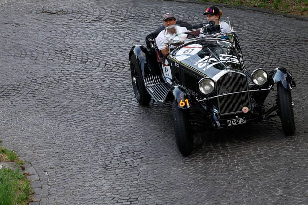 Trofeo Gaburri An Alfa Romeo 6C 1750 SS Spider Zagato from 1931 is driven by Juan Tonconogy and co-driver Margarita Tonconogy during the Trofeo Gaburri, a preliminary event of the 1000 Miglia, on June 7, 2026, in Brescia, Italy. Brescia Italy Italy  Copyright: xRichardxMorganox originalFilename:morgano-trofeoga260607_nphp4.jpg