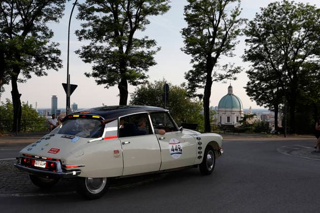 Trofeo Gaburri A Citroen DS19 from 1957 is driven by Guy Gervais and co-driver Louis Grenier during the Trofeo Gaburri, a preliminary event of the 1000 Miglia, in Brescia, Italy, on June 7, 2026. Brescia Italy Italy  Copyright: xRichardxMorganox originalFilename:morgano-trofeoga260607_npJ32.jpg