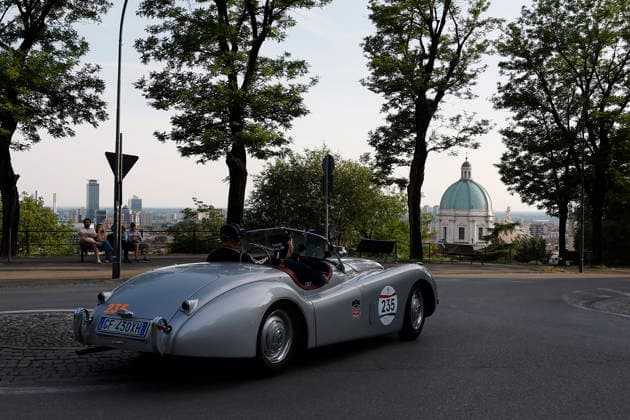 Trofeo Gaburri A Jaguar XK120 OTS Roadster from 1952 is driven by Eugenio Enrico Paini and co-driver Yuliya Karakulova during the Trofeo Gaburri, a preliminary event of the 1000 Miglia, on June 7, 2026, in Brescia, Italy. Brescia Italy Italy  Copyright: xRichardxMorganox originalFilename:morgano-trofeoga260607_npGlk.jpg