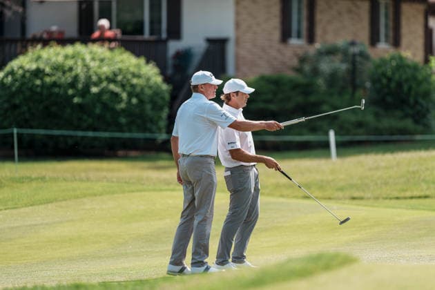 PGA, Golf Herren Tour Champions: American Family Insurance Championship - Final Round MADISON, WI - JUNE 7: Steve Stricker and Mario Tiziani examine the line of a putt on hole 11 during the PGA Tour Champions: American Family Insurance Championship - Final Round at TPC Wisconsin on June 7, 2026 in Madison, Wisconsin. Madison TPC Wisconsin WI United States Copyright: xRossxHarried ISIxPhotosx 9314